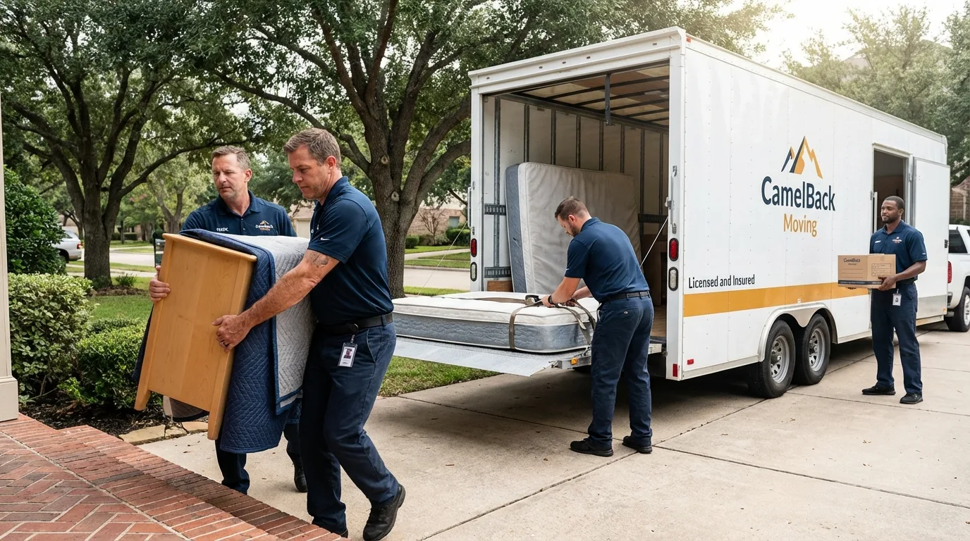 Crew loading residential truck for cross-state move from Honolulu, HI
