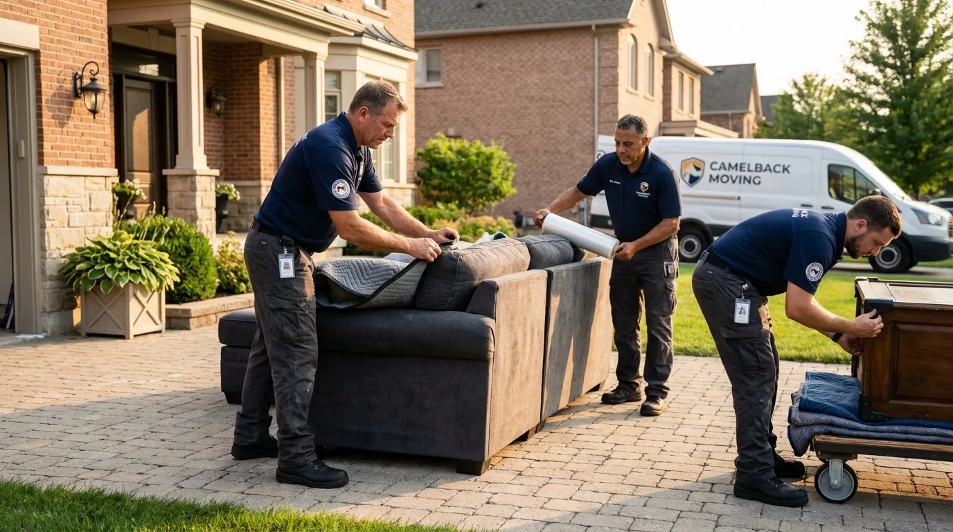 Large estate moving crew wrapping furniture in Honolulu, HI