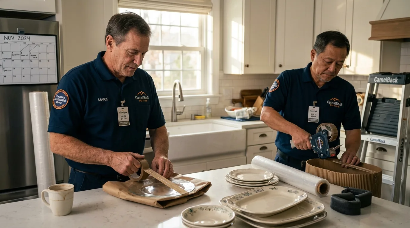 Professional crew packing kitchen dishware in Honolulu, HI